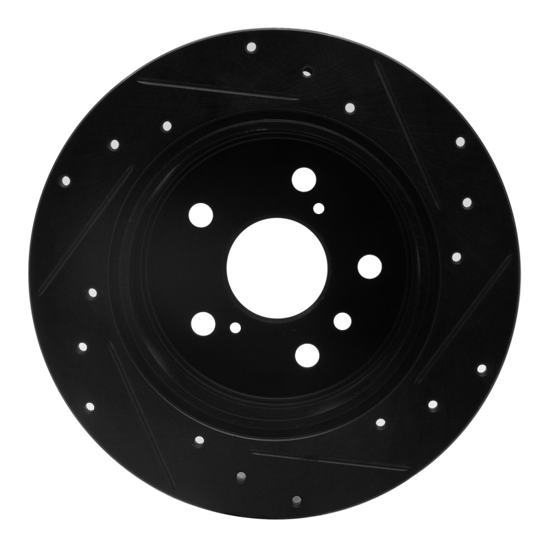 Lexus ES300 Brake Rotor (1) - Rear Left - R1 Concepts - Drilled & Slotted - Black - `92-`03